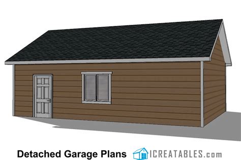 24x30 2 Car 1 Door Detached Garage Plans Design Blueprints