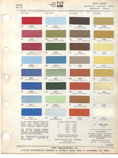 1973 Ford Bronco Paint Codes