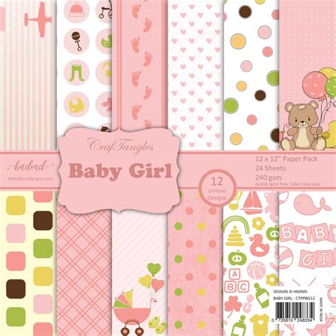 Craftangles Scrapbook Paper Pack Baby Girl 12x12 Ctppbg12 Hndmd