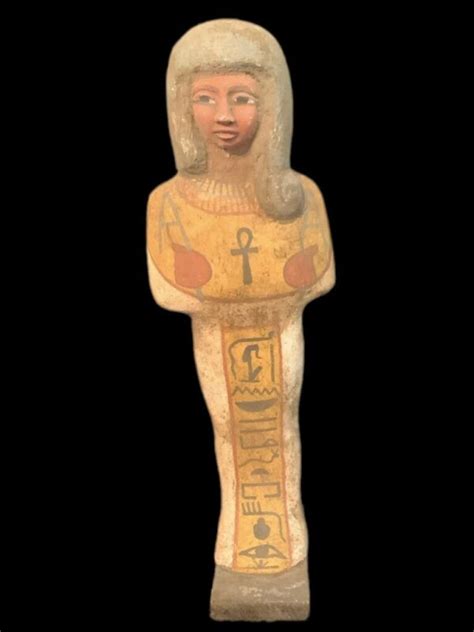 Beautiful Ancient Egyptian Wooden Statue With Hieroglyphics 300 Bc 1