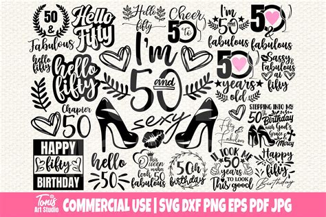 Fifty Af Svg 50th Birthday Png Digital Download Cricut Cut File Hello
