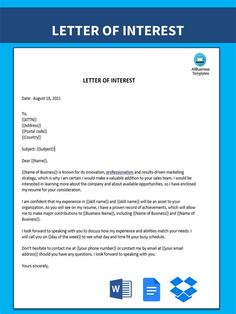 Letter Of Interest Template Free Download Printable Templates Free