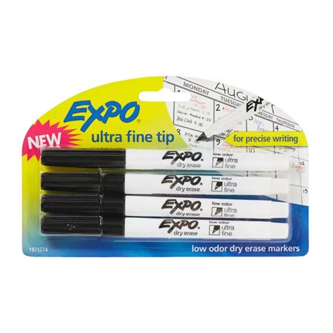 Expo® Low Odor Dry Erase Markers Ultra Fine Point Black Pack Of 4 Ebay