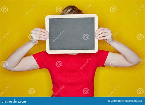 Young Woman Holding Chalkboard Stock Image Image Of Woman Business