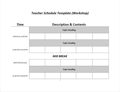 10 Free Teacher Schedule Templates Ms Word Excel And Pdf