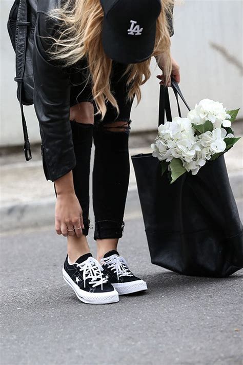 Converse One Star Sneakers Worn By Fashion Blogger Lisa Hamilton From