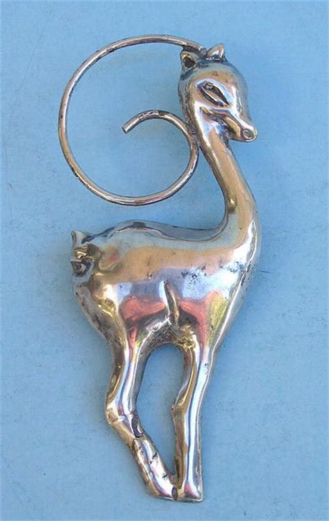 Rare Early Mexican Sterling Silver Whimsical Deer Pin For Sale