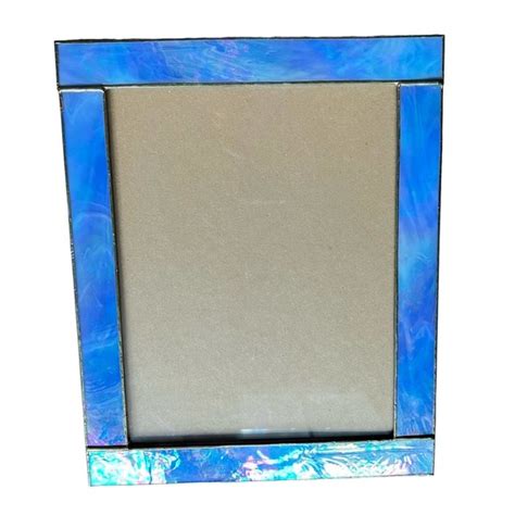Unknown Accents Vintage Stained Glass Picture Frame Blue Glass Handmade 8x Poshmark