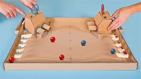 Diy Warship Battle Marble Board Game From Cardboard At Home Youtube