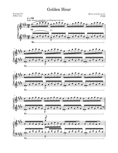Golden Hour Sheet Music For Piano Solo