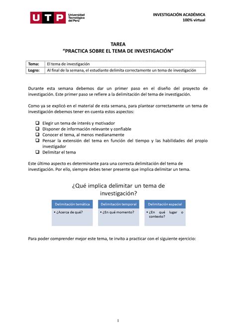 S2 Tarea Practica sobre el tema de investigación TAREA PRACTICA