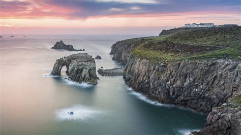 Landscape Cornwall Rock Formation Sea Cliff Coast Britain Nature