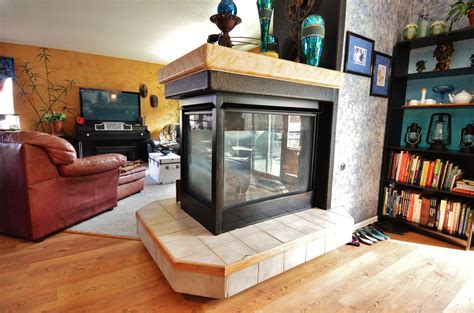 Three Sided Fireplace Design Entertainment Unit Portfolio Lounge