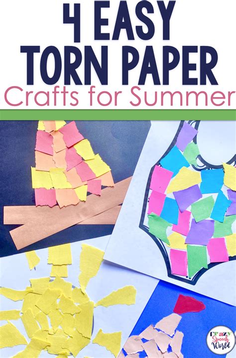 4 Easy Torn Paper Crafts For Summer Crazy Speech World