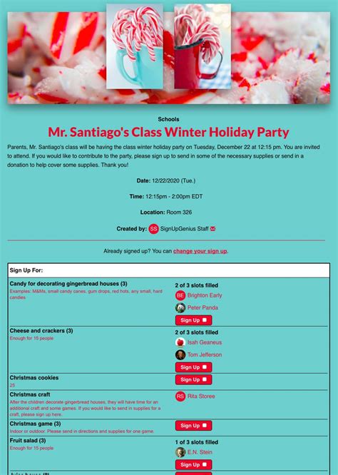 Christmas Party Or Holiday Potluck Planning With Signupgenius