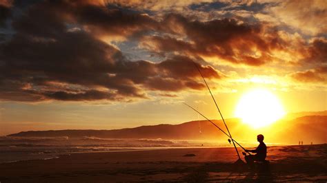 🔥 Download Man Fishing On Beach In Sunset Hd Wallpaper By Scottw56