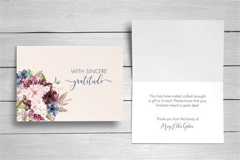 Funeral Thank You Notes Personalized Sympathy Acknowledgement Cards