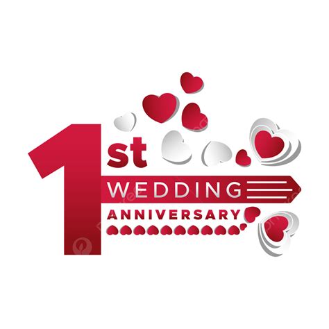 1st Wedding Anniversary Love Hearts Typography Wedding Anniversary