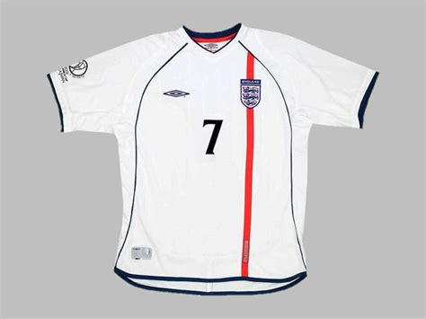 England 2002 Beckham 7 World Cup Home Shirt Very Good L Foot Jerseys