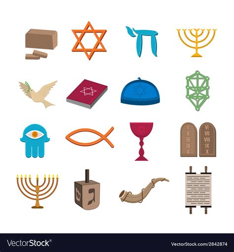 Judaism Icons Set Royalty Free Vector Image Vectorstock