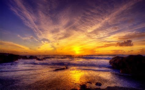 Sunset Ocean Landscapes Nature Seas Wallpapers Hd Desktop And