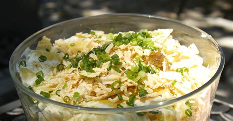 Stir until all ingredients are combined, then fold into the diced potatoes, gently folding until incorporated. Sour Cream & Onion Potato Salad
