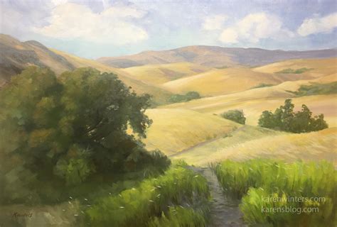 California Golden Rolling Hills Paintings By Karen Winters