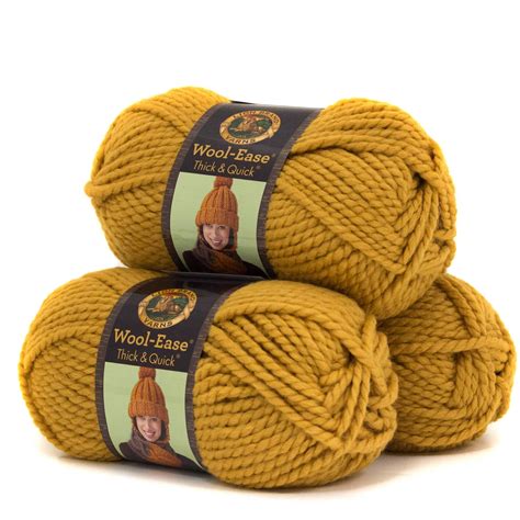 Lion Brand Yarn Wool Ease Thick And Quick Mustard Classic Super Bulky
