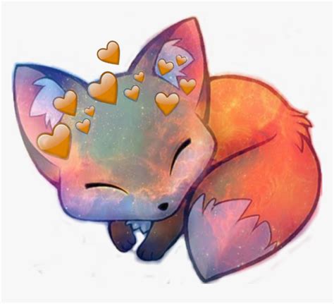 Galaxy Fox Cute Heartcrown Kawaii Animals Spiral Fox Drawing