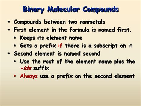 Binary Molecular Nomenclature Presentation Chemistry
