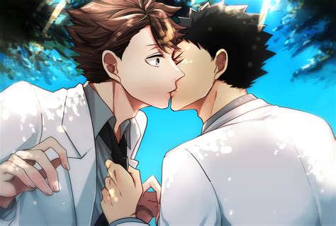 Download Kiss Tōru Oikawa Hajime Iwaizumi Yaoi Anime Haikyū HD Wallpaper