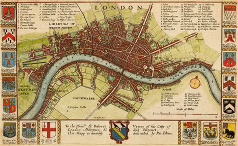 London 1667 City Plan Pre 1666 Hollar Blome