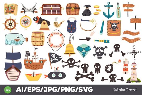 Pirate Item Stuff Props Illustration Graphic By Anka Drozd · Creative