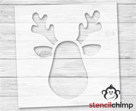 Rudolph Reindeer Face Stencil Reindeer Stencil Diy Christmas Stencil