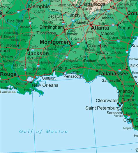 Deep South Map Region Area
