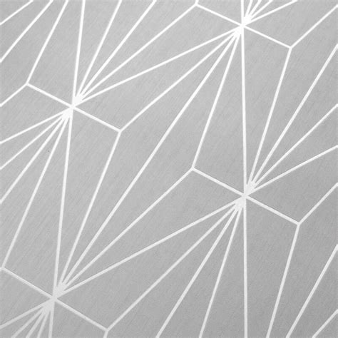 Kayla Metallic Geometric Wallpaper Silver Muriva 703010