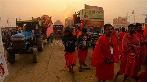 Hindu Festival Kumbha Mela Prayagraj Decorated Cars And Posters Naked