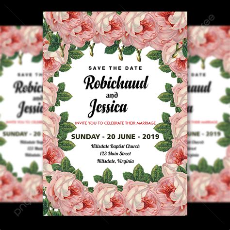 Gambar Template Undangan Pernikahan Bunga Dengan Bingkai Bunga Templat