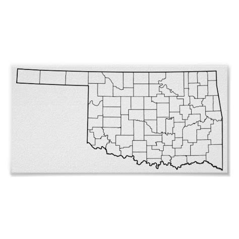 Oklahoma Counties Blank Outline Map Poster
