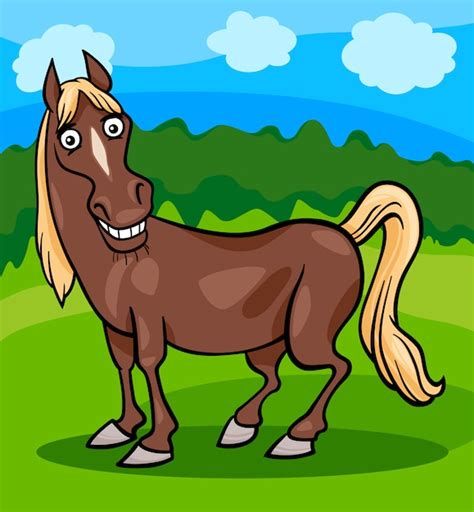 Premium Vector Horse Farm Animal Cartoon Illustration