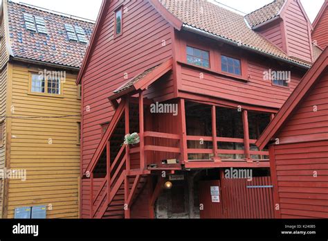 Historic Hanseatic League Wooden Buildings Bryggen Area Bergen Norway