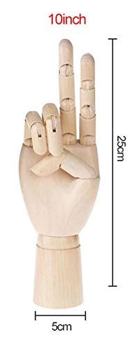 Alikeke 2 Pcs Wooden Hand Model Flexible Moveable Fingers Manikin Hand