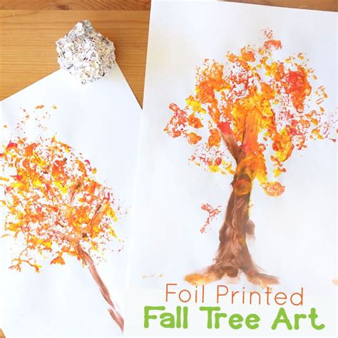 Foil Printed Fall Tree Art Tree Art Preschool Art Projects Fall