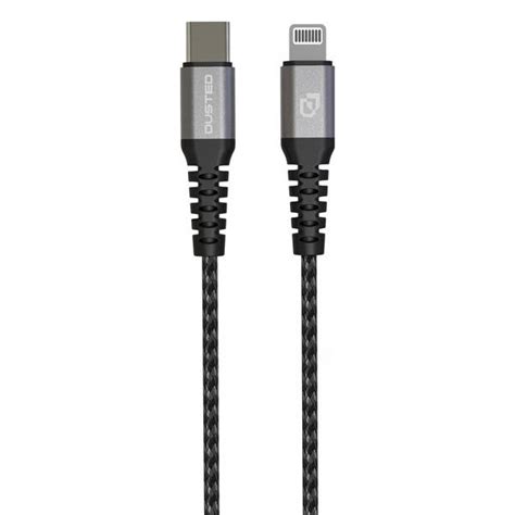 Cable Dusted Rugged De USB C A Lightning MFi Largo 1 2 Metros Negro