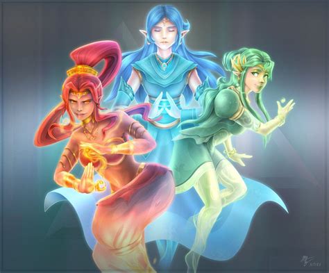 The Legend Of Zelda The Three Goddesses Din Nayru And Farore By