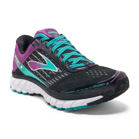 The Brooks Ghost 9 In Black And Purple D Width For Women At