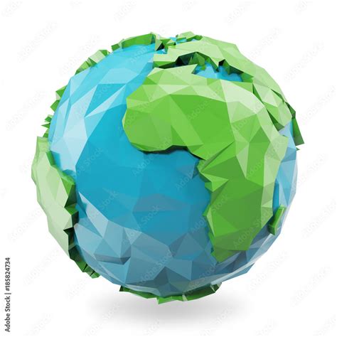 3d Illustration Polygonal Style Illustration Of Earth Low Poly Earth