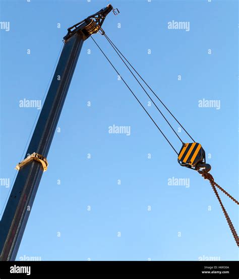 Telescopic Mobile Crane Boom With Hook And Chain Stock Photo Alamy