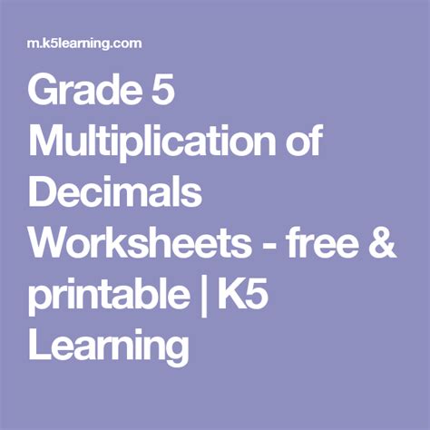 Multiplication with decimals is always a difficult job for kids as they get confused where to place the decimal in the result. Grade 5 Multiplication of Decimals Worksheets - free ...