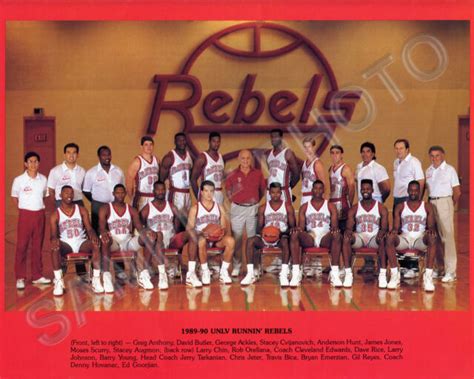 1989 90 Unlv Runnin Rebels Ncaa Champions Team Photo Johnson Augmon
